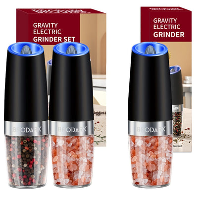 BRODARK Gravity-Activated Spice Grinder with Blue LED, Adjustable Grind and One- or Two-Piece Options