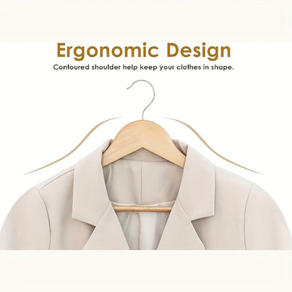 Premium Wooden Hangers with 360° Rotatable Hook & Shoulder Grooves | Slim Durable Wood Coat Suit Hangers | 10 20 30 Pack Closet Organizer in Natural & Champagne