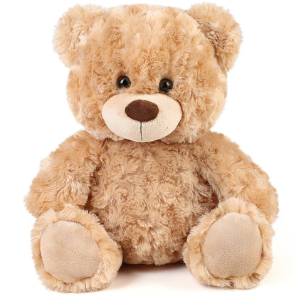 Plush Toy – Shaggy Brown Teddy Bear 15-Inch with Sitting 12-Inch Format and Classic Bow for Display