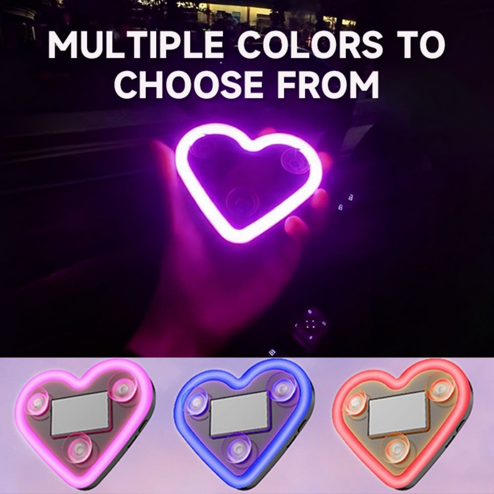Car Interior Neon Heart Lights Solar USB Rechargeable 5 Lighting Modes Vibration-Sensing Auto On/Off Dashboard Decoration for Cars Trucks SUVs, 2pcs Set Iridescent Pink Blue Red Ice Blue Gift
