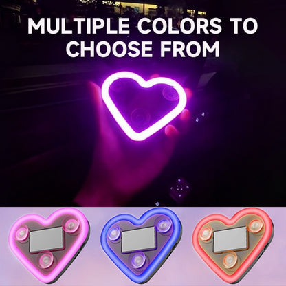 Car Interior Neon Heart Lights Solar USB Rechargeable 5 Lighting Modes Vibration-Sensing Auto On/Off Dashboard Decoration for Cars Trucks SUVs, 2pcs Set Iridescent Pink Blue Red Ice Blue Gift