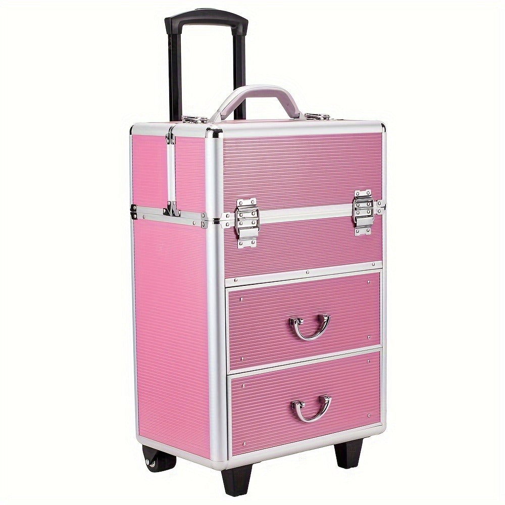 Multi-Level Makeup Train Case with Locking Latches, Extendable Trays and Four Exact Size Checkout Options