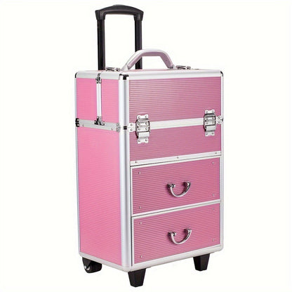 Multi-Level Makeup Train Case with Locking Latches, Extendable Trays and Four Exact Size Checkout Options