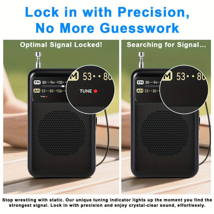 Pocket AM/FM Radio with 2-AA Battery Power, Headphone Jack and Single or Two-Piece Color Options