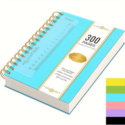 A5 Hardcover Spiral Notebook with 300 Lined Pages, 100 GSM Paper and Six Color Cover Options