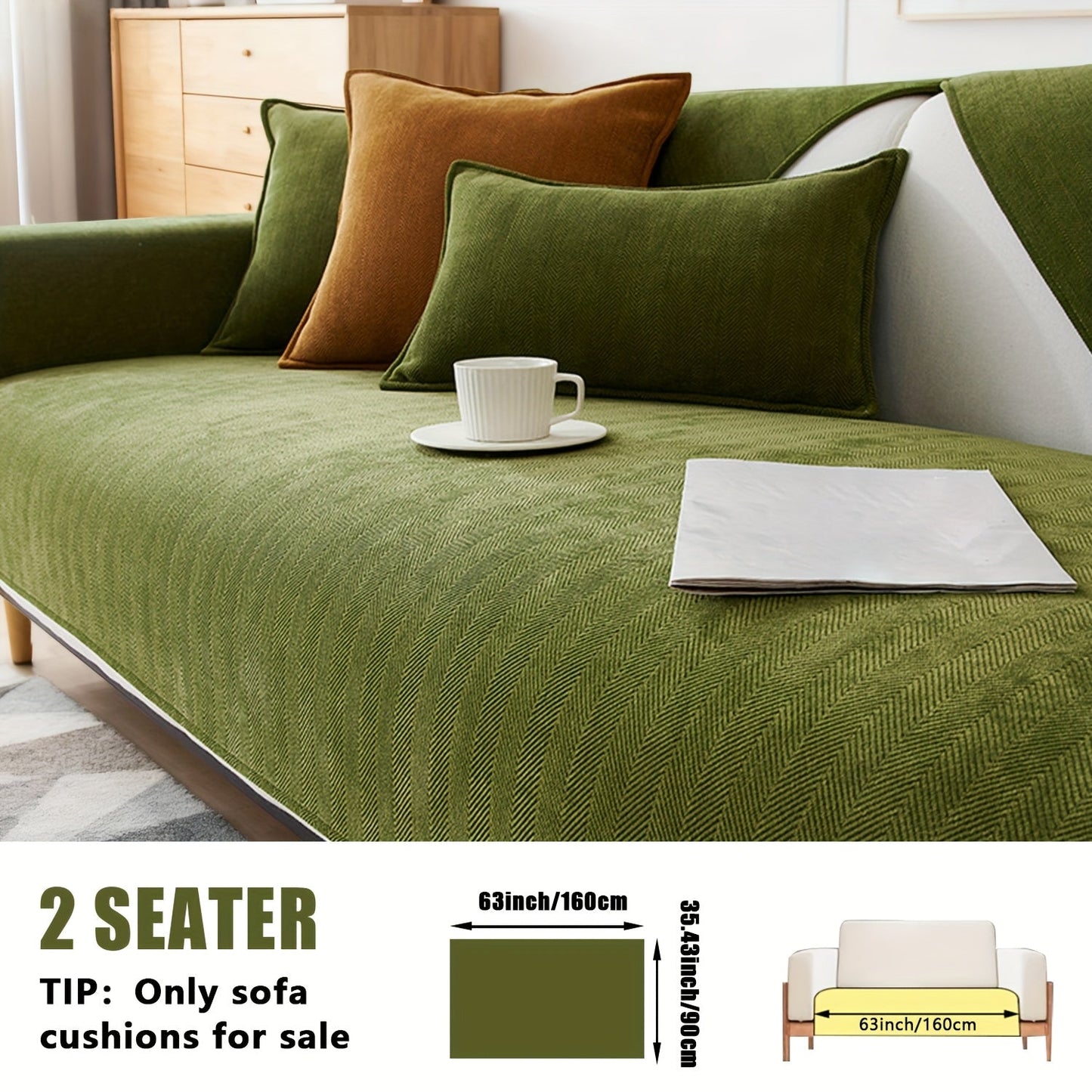 Sofa Cover Ribbed Chenille Stretch Panels with Non-Slip Design for 1 to 4 Seats, Armrests or Cushions