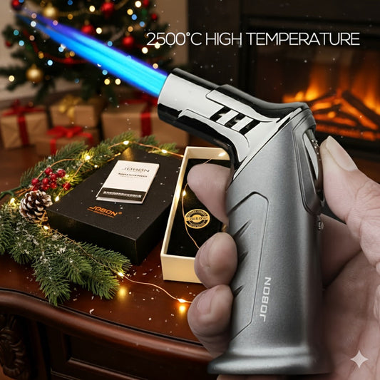 Butane Torch Lighter Gift Set 2500°F, Refillable with Safety Lock & Adjustable Flame, High-Temperature Kitchen Cooking Camping Outdoor Torch, Gift Box Included, Gas Not Included