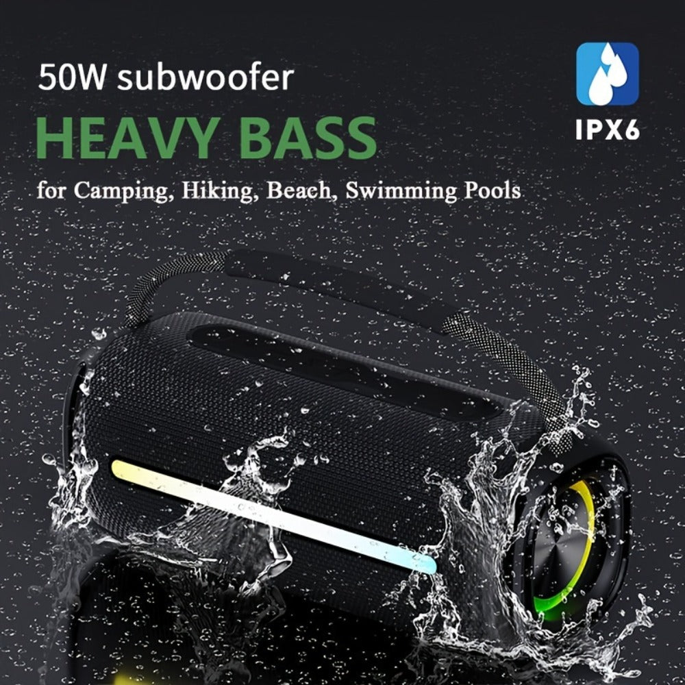 Portable Bluetooth Speaker 50W Party Audio Model with LED Lights, FM Radio, USB and TF Playback
