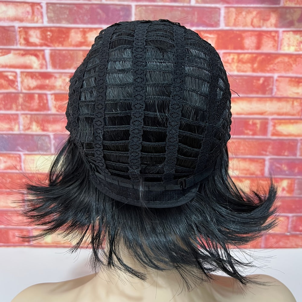 Synthetic Wig 6-Inch Short Straight Style with Rose Net Cap in Six Brown-Black Color Codes