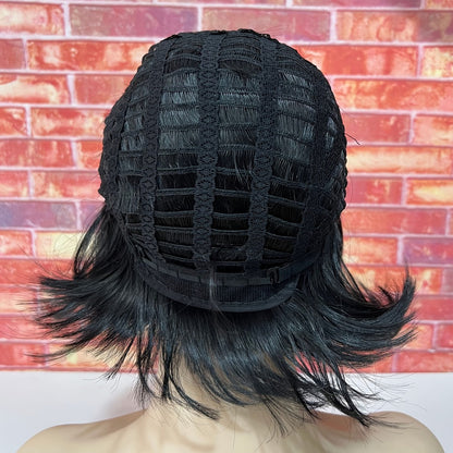 Synthetic Wig 6-Inch Short Straight Style with Rose Net Cap in Six Brown-Black Color Codes