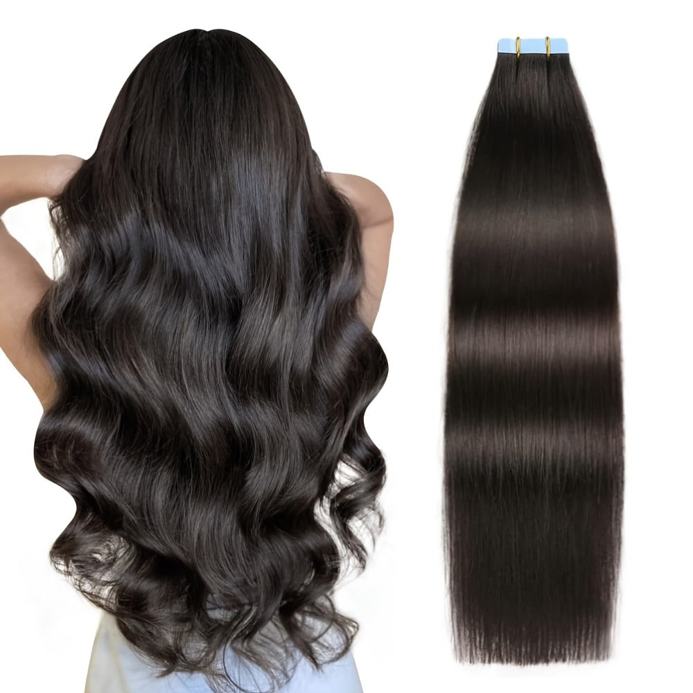 Straight Natural Black Tape-In Hair Extensions, 10-Piece 30 g Pack in 16-, 20-, 22- or 24-Inch Lengths