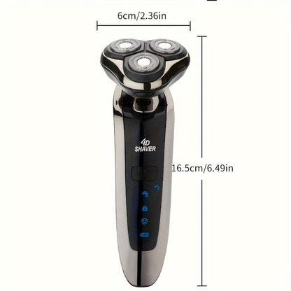 5-in-1 Rechargeable 3-Head Rotary Electric Razor with Detail Trimmer, Nose Trimmer and Cleaning Brush