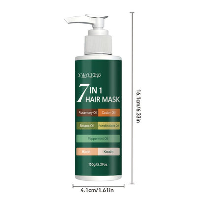 150g 7-in-1 Hair Mask in Green Pump Bottle with Rosemary, Batana, Peppermint and Pumpkin Seed Oils