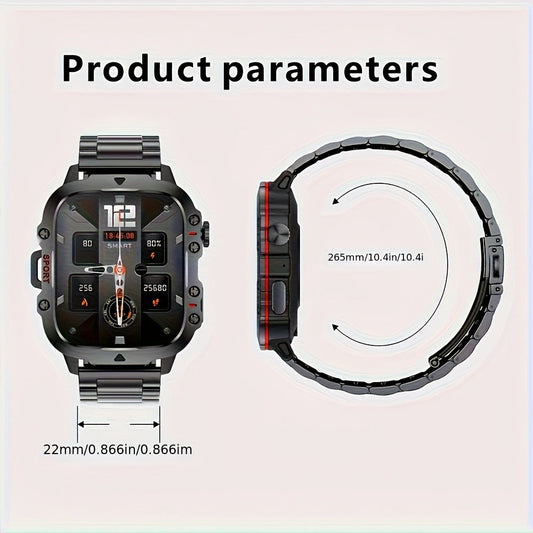 Smartwatch – Illumination Light K33 Khaki – Full Touch, 100+ Sport Modes, Wireless Calling, Music Playback, Remote Camera, Weather…