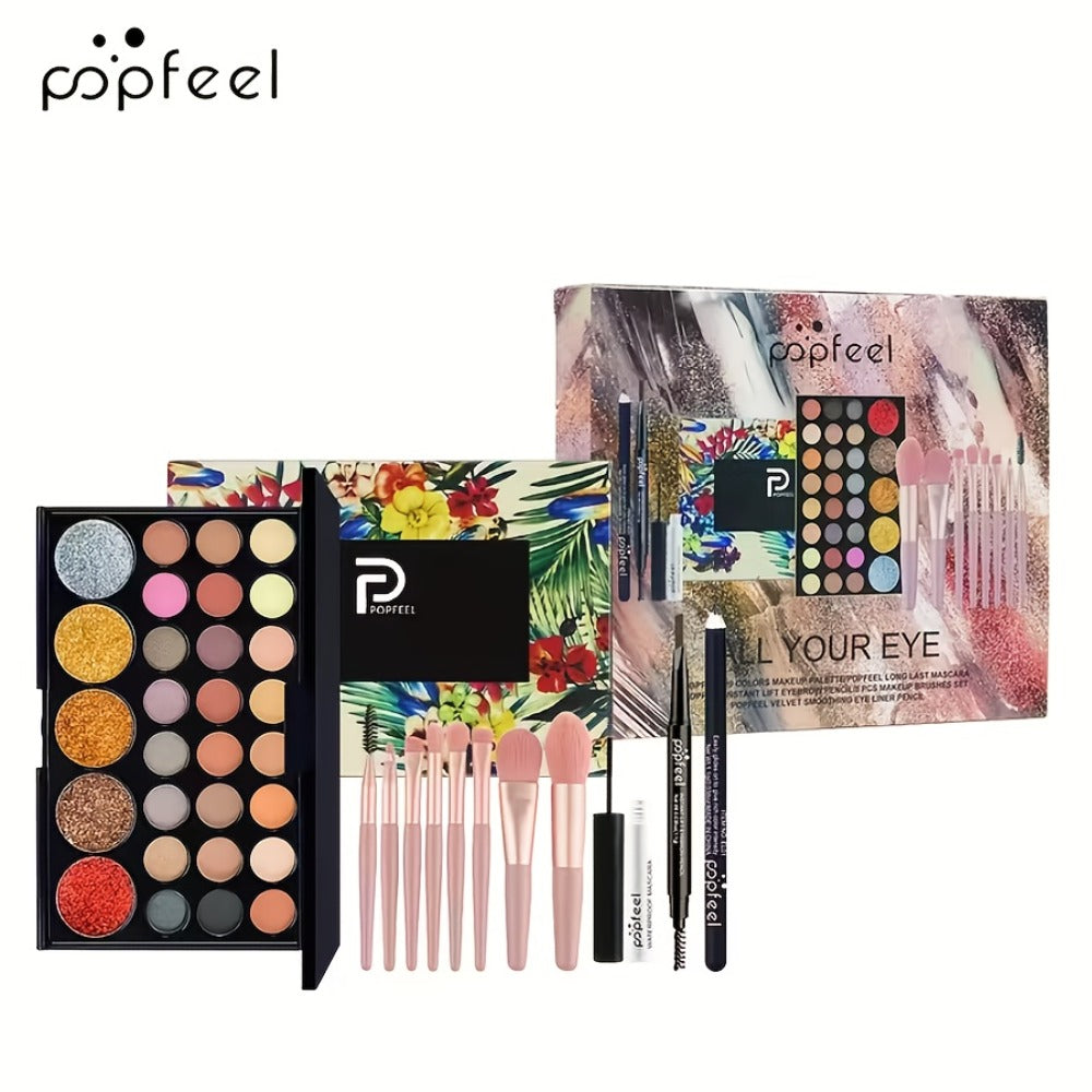Makeup Kit with Foundation Blush Eyeshadow Palette Mascara and Brush for Women Beginners Gift