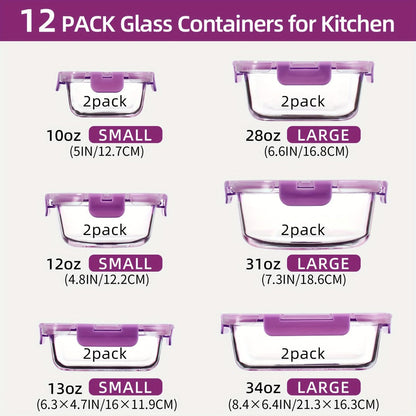 Glass Food Storage Containers with Airtight Lids - Borosilicate Glass Meal Prep Containers Set, Microwave Dishwasher Freezer Safe, BPA Free, Leak Proof Lunch Containers for Kitchen