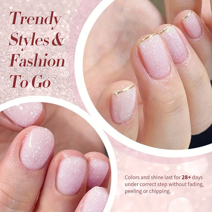 Gel Nail Polish – Snow Jelly Shimmer 2pcs BORN PRETTY Semi-Permanent Soak-Off LED UV Gel Varnish Nude Pink White Glitter Long-Lasting…