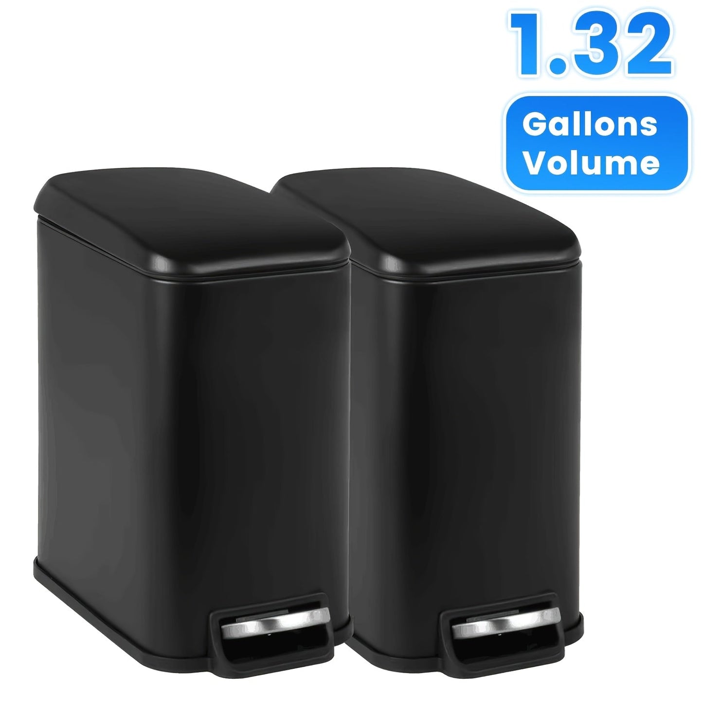Pedal Trash Can with Removable Inner Bucket, 13, 7.93 or Twin 1.32-Gallon Options in Four Finishes