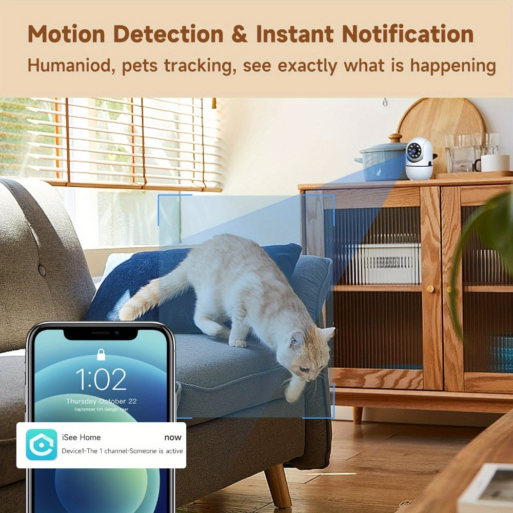 Pan Tilt Indoor Security Camera 355° with Dual Band 2.4G/5GHz WiFi, Color & B&W Night Vision, 2-Way Audio, Baby Pet Monitor, Motion Detection, Alexa Compatible, Cloud & SD Storage – 1/2/3/4 Pack