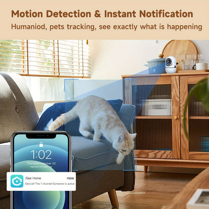 Pan Tilt Indoor Security Camera 355° with Dual Band 2.4G/5GHz WiFi, Color & B&W Night Vision, 2-Way Audio, Baby Pet Monitor, Motion Detection, Alexa Compatible, Cloud & SD Storage – 1/2/3/4 Pack