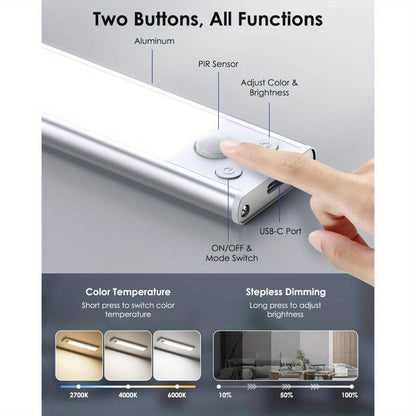 Rechargeable Under Cabinet Lights Wireless – 68 LED Motion Sensor Cabinet Light with 3 Color Temps & 2000mAh Battery – Under Counter Lighting for Kitchen Closet Pantry