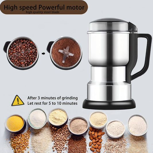 Electric Coffee Grinder 300W High Power Spice Grinder for Coffee Beans Spices Seeds and Grains Multifunctional One-Touch Grinding Machine for Home Kitchen