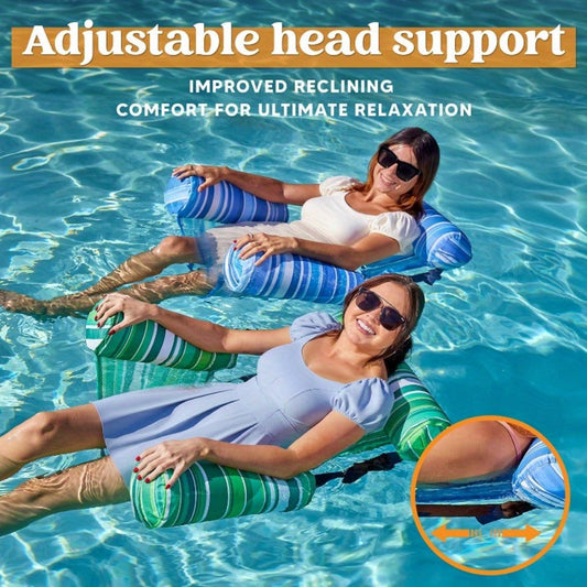 Pool Float Lounge Chair Two-Pack with Adjustable Head Support, Fabric-Covered Sling and Carry Case