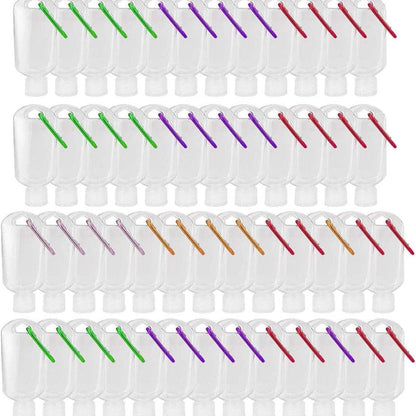 50-Pack 1.7 oz Clear Refillable Travel Bottles with Keychain Tops for Toiletries and Liquids