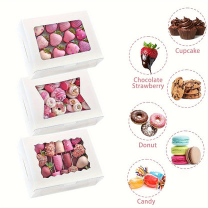 48-Pack White Pastry Boxes with Clear Window, 8 x 6 x 2.5-Inch Size and Fold-Flat Construction