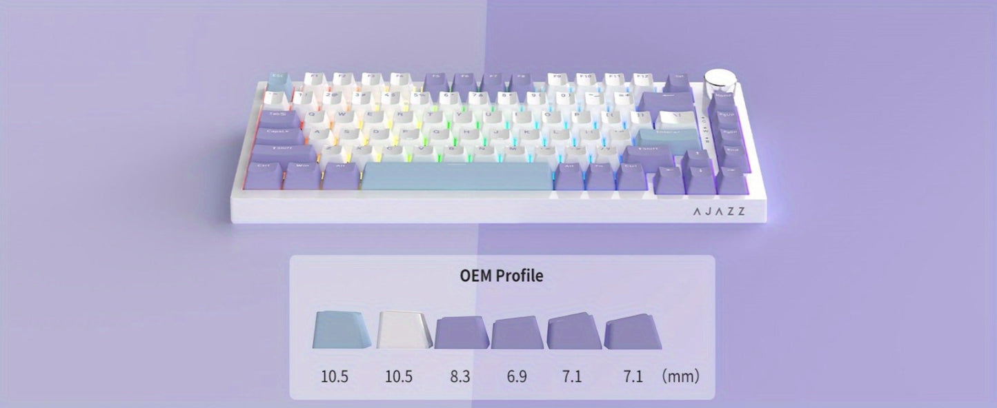 Hot Swap Gasket Mechanical Keyboard AJAZZ AK820 75% – Wireless 2.4GHz & Wired, Volume Knob, South-Facing RGB, Poron Foam, PBT Keycaps, Programmable, 11 Switch & Color Options for PC & Mac