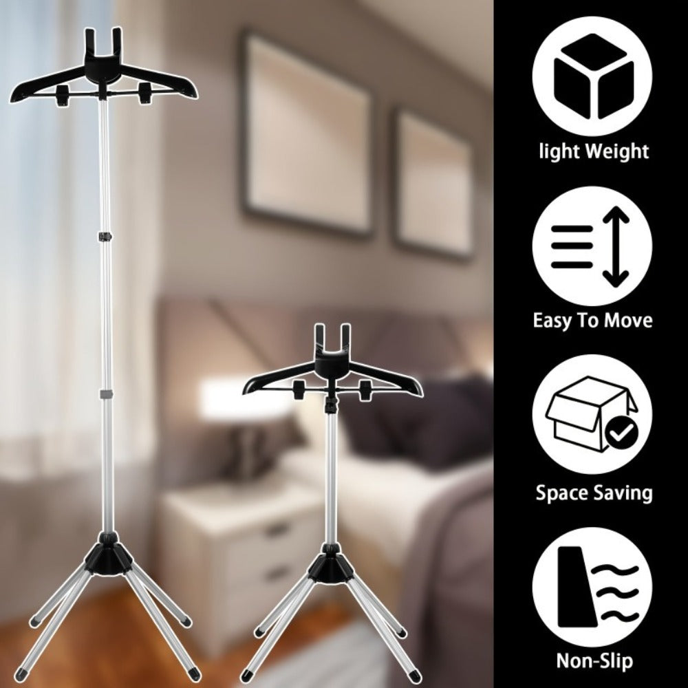 Clothes Drying Rack Foldable Height Adjustable Telescopic Ironing Rack, Aluminum Alloy Garment Rack with 360° Rotating Arm, Multi-Layer Hanging Drying Stand, Space-Saving Laundry Rack for Home Bedroom