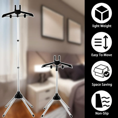 Clothes Drying Rack Foldable Height Adjustable Telescopic Ironing Rack, Aluminum Alloy Garment Rack with 360° Rotating Arm, Multi-Layer Hanging Drying Stand, Space-Saving Laundry Rack for Home Bedroom