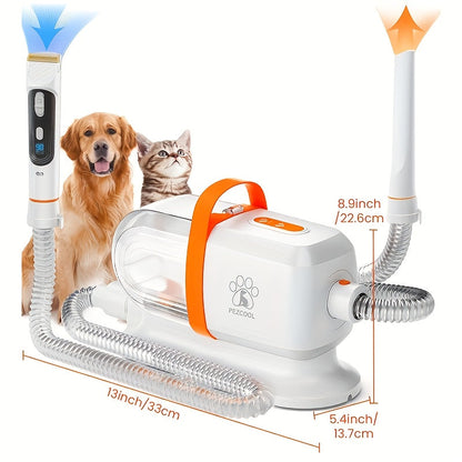 Dog Grooming Vacuum 8-in-1 & 9-in-1 with Dryer Function – 2.2L Large Cup, Low Noise Pet Grooming Vacuum for Shedding, 6 Grooming Tools, Strong Suction Home Dog Grooming Kit (Purple or Orange)