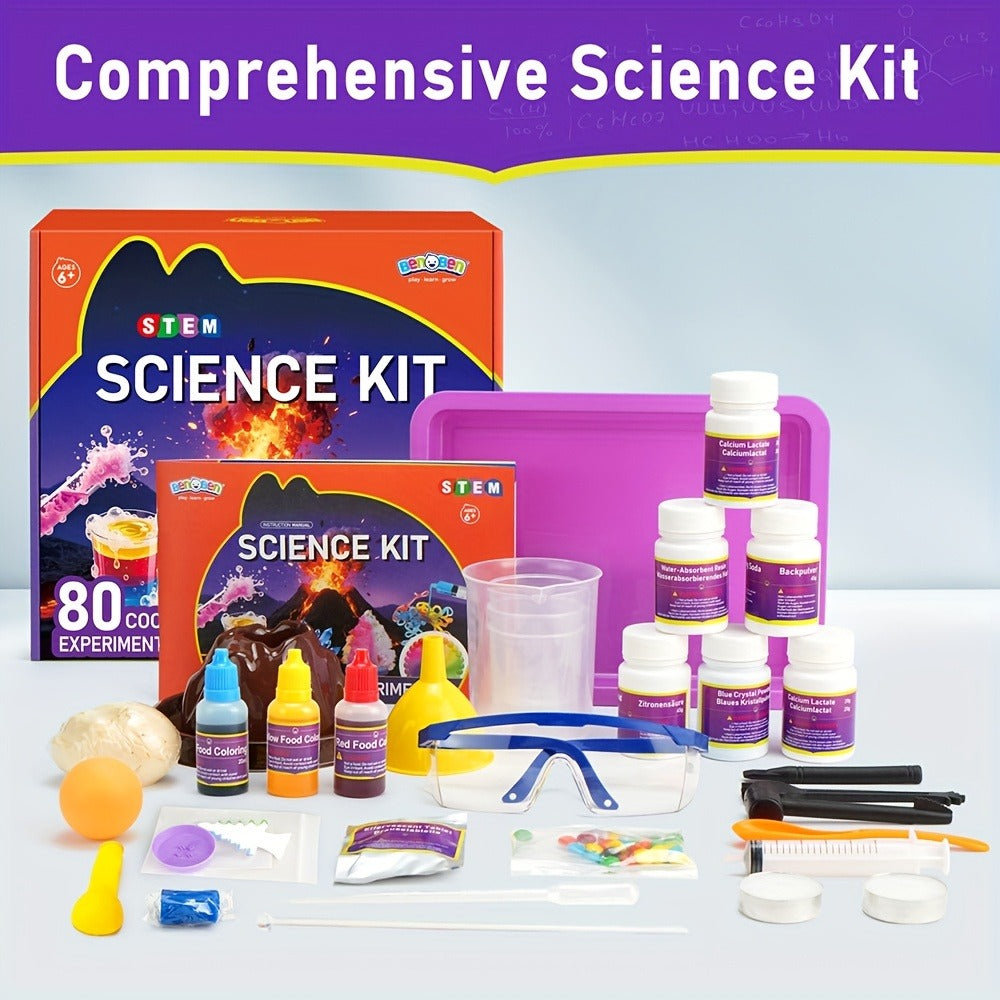 STEM Science Kit for Kids Ages 6-12 – 60 80 105 Lab Experiments, Chemistry Set with Crystal Growing & Chemical Reactions, Educational Science Toy Gift for Boys Girls 6 7 8 9 10 11 12 Year Old
