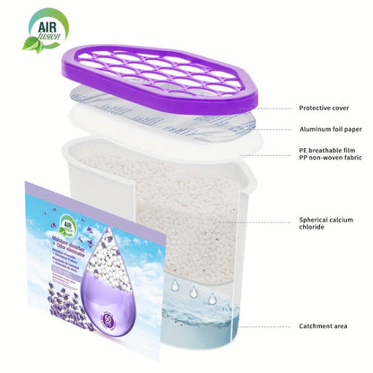 Moisture Absorber Dehumidifier Box 6-Pack – Odor Eliminator & Humidity Controller for Closet, Bathroom, Kitchen, Pantry, Boat & RV – Lavender Vanilla, Fresh Linen, Jasmine Blossom, Bamboo Charcoal