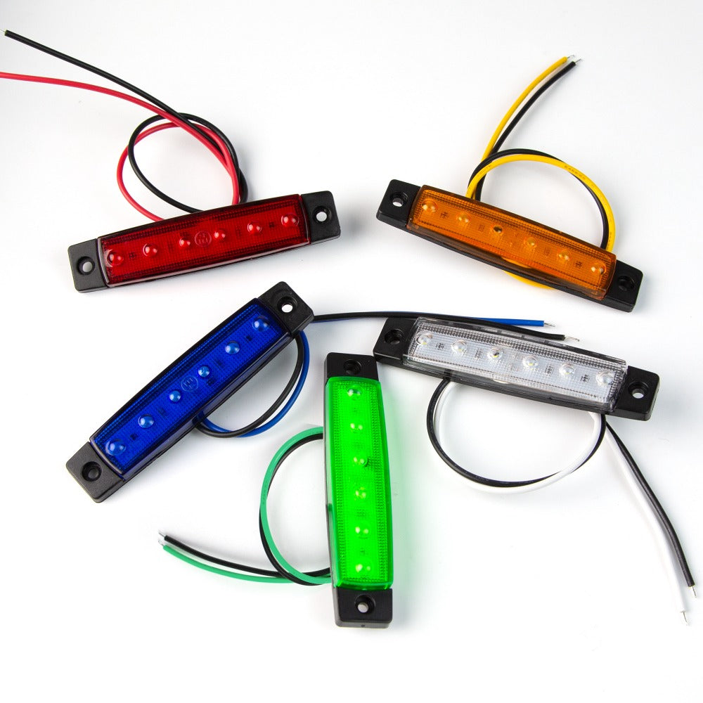 LED Side Marker Lights 30-Pack – 3.8" 6-LED Indicator Lamps for Car, Truck, Trailer & Bus, 12V Multi-Color