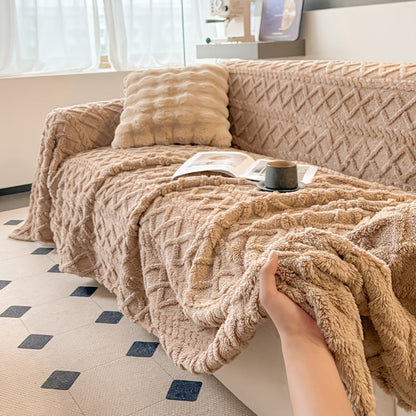 Sofa Cover Soft Polyester Velvet Bohemian Jacquard Throw for 3 or 4-Seater Sofas in Five Colors