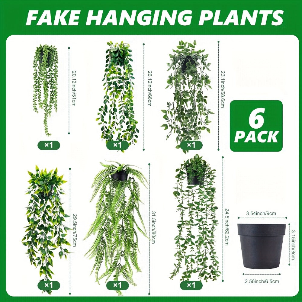 Hanging Artificial Greenery Vines in Eucalyptus, Fern and Mixed Styles with Six- or Eight-Pack Options