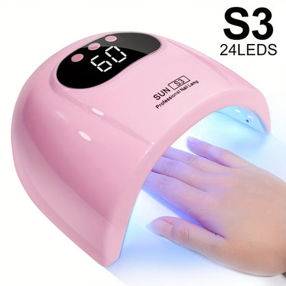 Gel Polish Curing Light USB Nail Dryer Lamp with LCD Display - Professional Nail Art Drying Lamp for All Gel Polish Manicure Pedicure Home Salon Tool, Pink White Blue