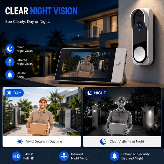 Wireless Security Camera System with Video Doorbell, Indoor Outdoor Surveillance, Long Battery Life, Two-Way Audio, Night Vision, Motion Detection, Smart App Control for Home Apartment Front Door