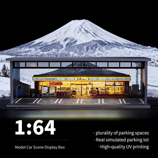 LED Light-Up 1:64 Scale Garage Diorama Display Case | 6-Car Capacity, Clear Acrylic Dust-Proof, Expandable Showcase for Diecast Collectors