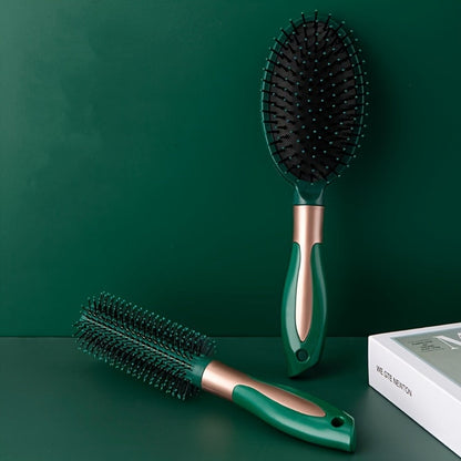 Hair Accessories Five-Piece Green Brush and Comb Set with Cushion Brush, Pick and Styling Tools