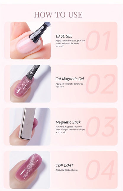 15ml CA14 Cat Eye Gel Polish in Plum Bordeaux with Magnetic Color Effect and UV/LED Lamp Curing Label