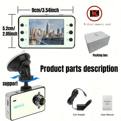 1080P Dash Cam with Night Vision & Loop Recording – 2.2" Car DVR Camera, Suction Cup Mount, Single Lens, No SD Card Required, Available in 4 Colors
