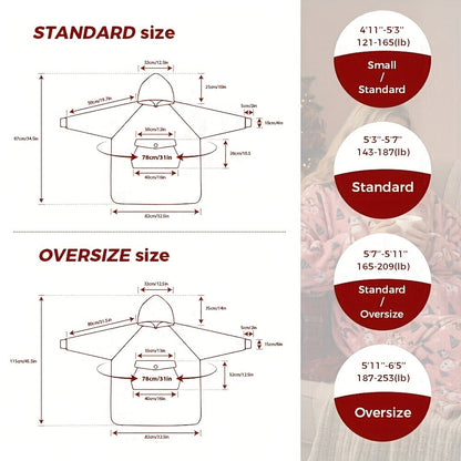 Wearable Blanket Hoodie – Oversized Flannel Sweatshirt Blanket with Pockets for Women & Men, 450-500gsm Thick Warm Winter Cozy