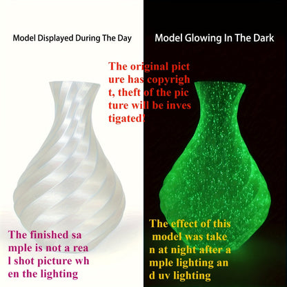 Glow in the Dark PLA Filament 1.75mm 200g UV Reactive Soft Flexible High Precision ±0.02mm Green Blue Luminescent Spool Compatible with Most FDM 3D Printers Creality Bambu Prusa