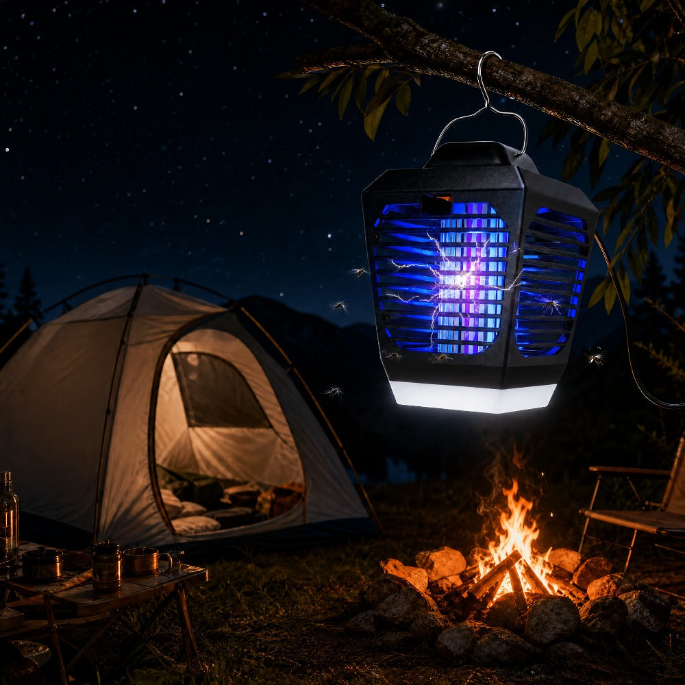 IPX4 Waterproof Bug Zapper Plug-In – Electric Flying Insect Trap with LED Light & ABS Housing, Indoor Mosquito Zapper for Home, Bedroom, Kitchen & Patio, Safe Chemical-Free Fly Trap – Black