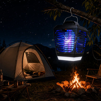 IPX4 Waterproof Bug Zapper Plug-In – Electric Flying Insect Trap with LED Light & ABS Housing, Indoor Mosquito Zapper for Home, Bedroom, Kitchen & Patio, Safe Chemical-Free Fly Trap – Black