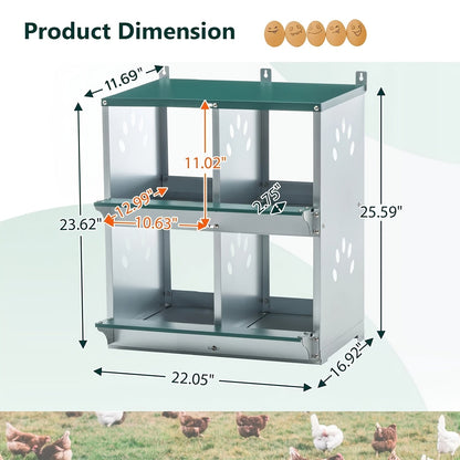 Metal Chicken Nesting Box Galvanized Steel 3-10 Compartment Roll-Away