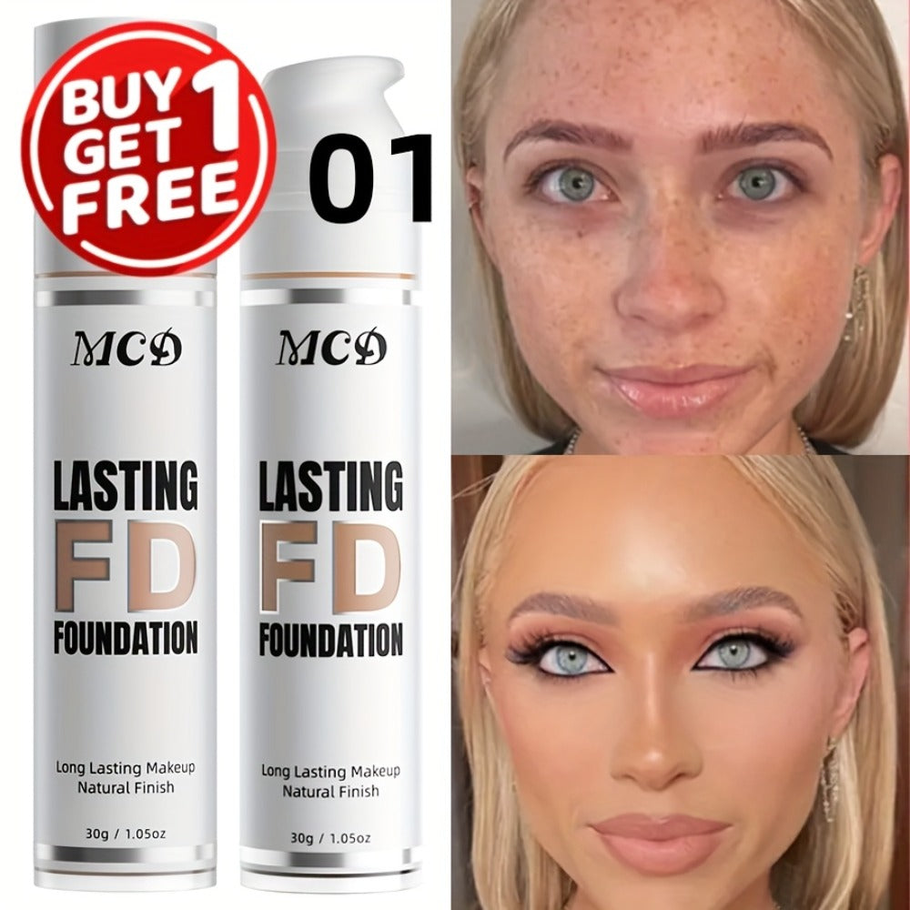 Liquid Foundation 2pcs Set Full Coverage Concealer Natural Finish Long Lasting Lightweight Breathable Face Makeup for All Skin Types Women 9 Shade Options